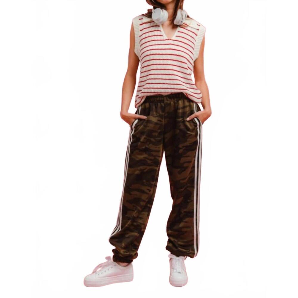 NEW VANILLA MONKEY side lines camouflage track pants in green multi